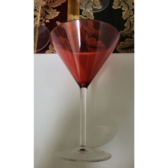 Martini Glasses Ruby Red/Cranberry Martini Glasses Set Of 4 Plastic Glasses - Picture 3 of 6